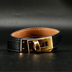 Hermes Kelly Double Tour Bracelet Black Size M